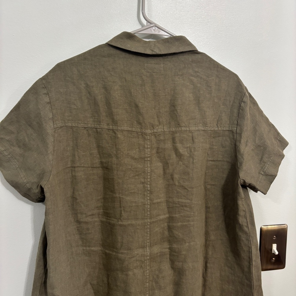 Poetry Olive Linen Notch-Neck Midi Dress - Picture 9 of 9